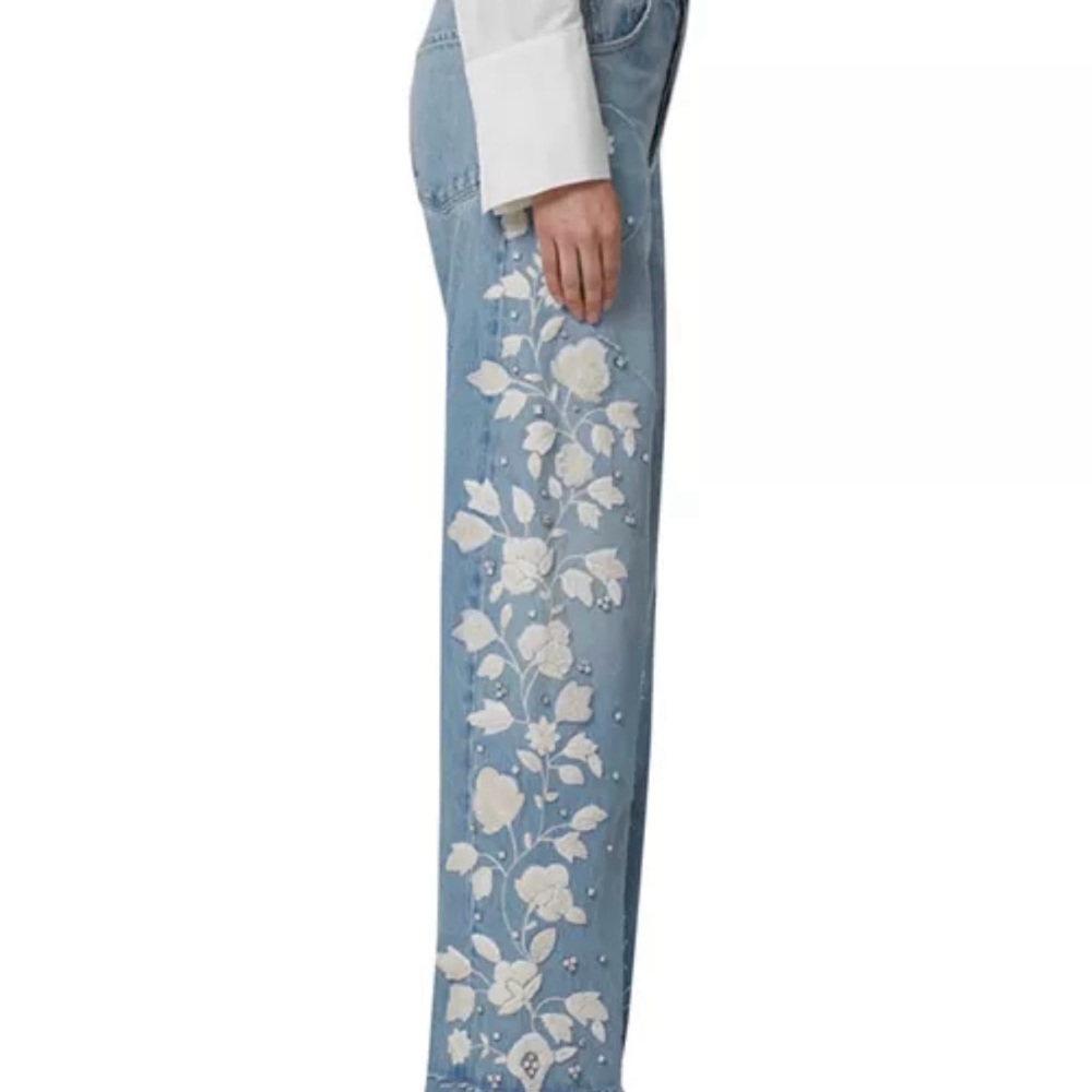 Citizens of Humanity Ayla Embroidered Wide Leg Jeans in Skylights